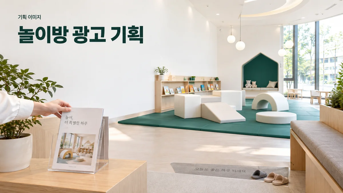 놀이방의 이용 연령과 보호자 동반 안내를 준비하는 기획 이미지