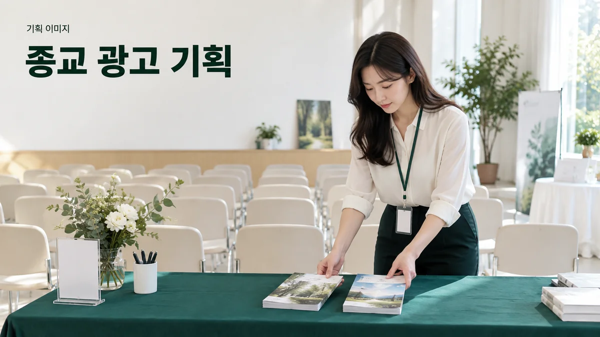 종교 단체의 소개 자료와 공개 행사 방문 안내를 구분하는 기획 이미지