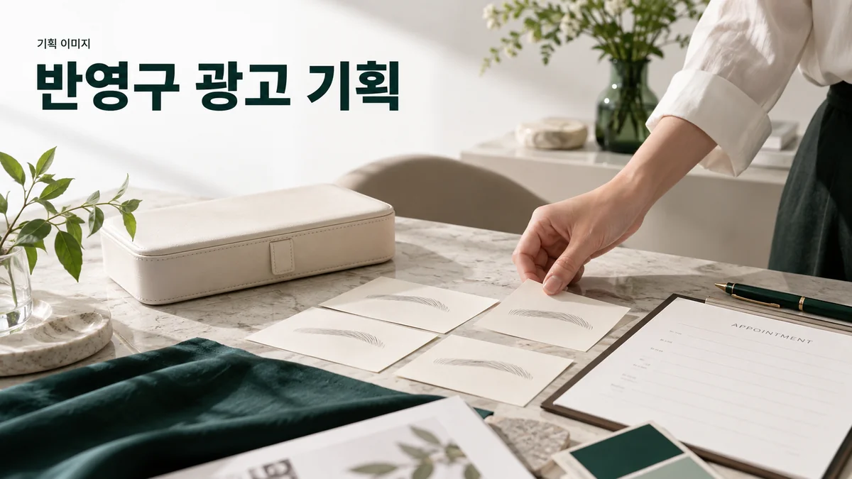 반영구 상담의 디자인 자료와 사전 확인 항목을 준비하는 기획 이미지