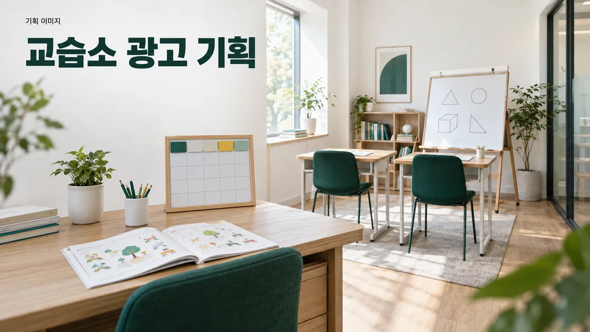 교습 과목 자료와 수업 형태를 준비한 작은 교습소의 기획 이미지입니다.