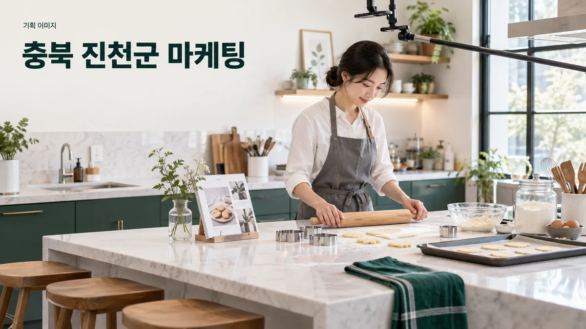 베이킹 수업의 준비물과 안내 사진을 촬영하는 기획 이미지