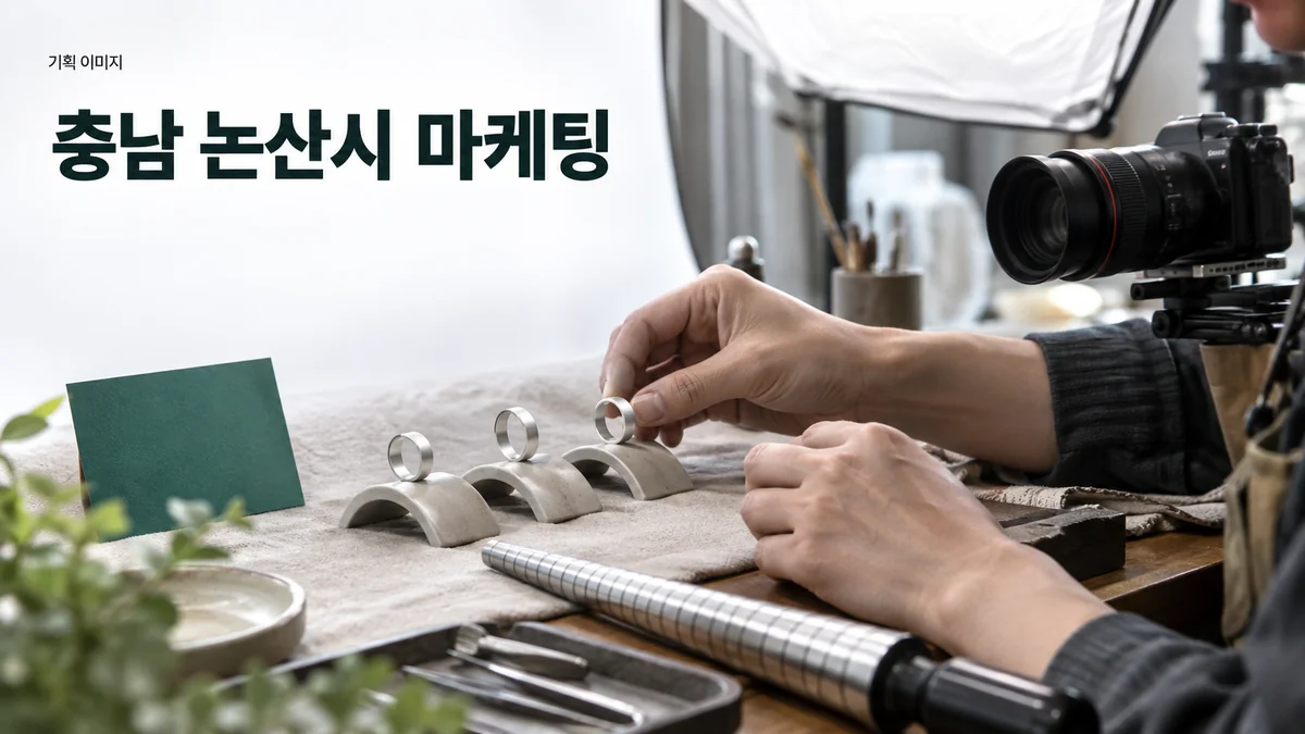 주얼리 공방에서 제품의 소재와 크기를 보여줄 사진을 준비하는 기획 이미지