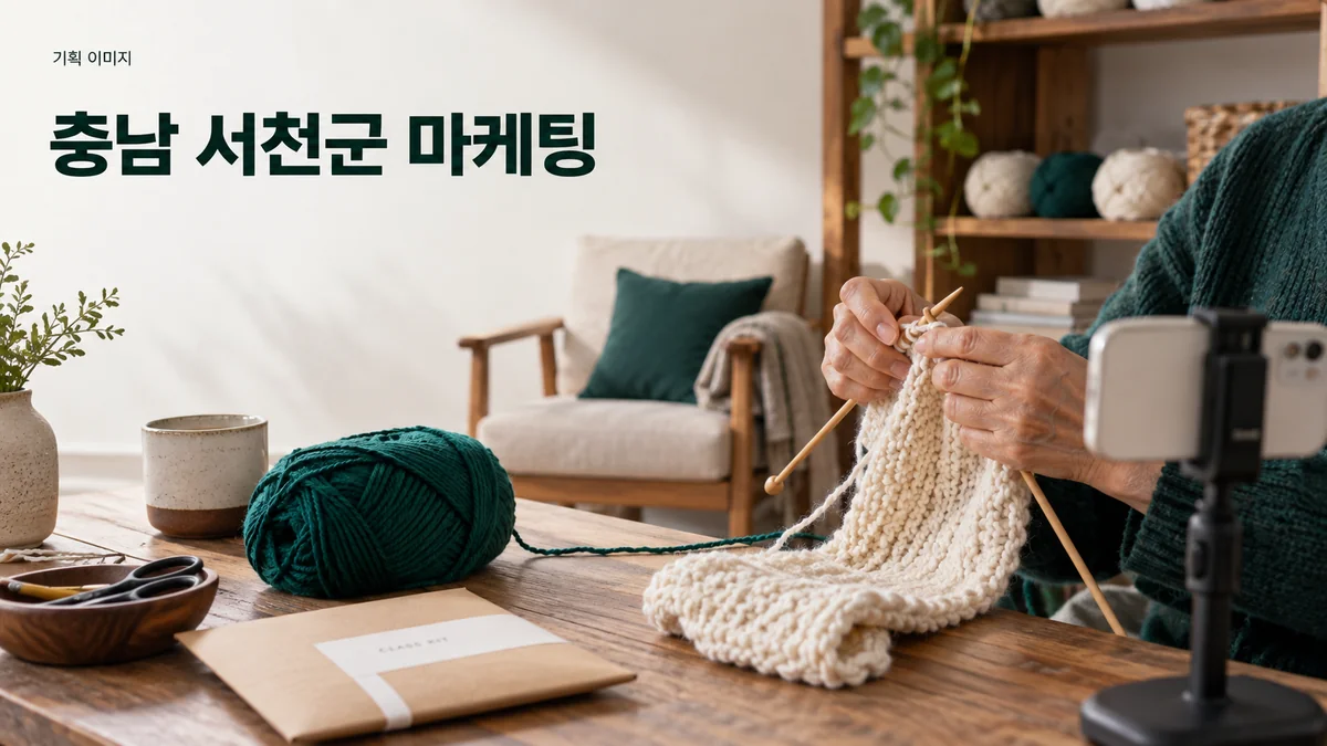 뜨개 공방에서 수업용 재료와 제작 과정을 촬영하는 기획 이미지
