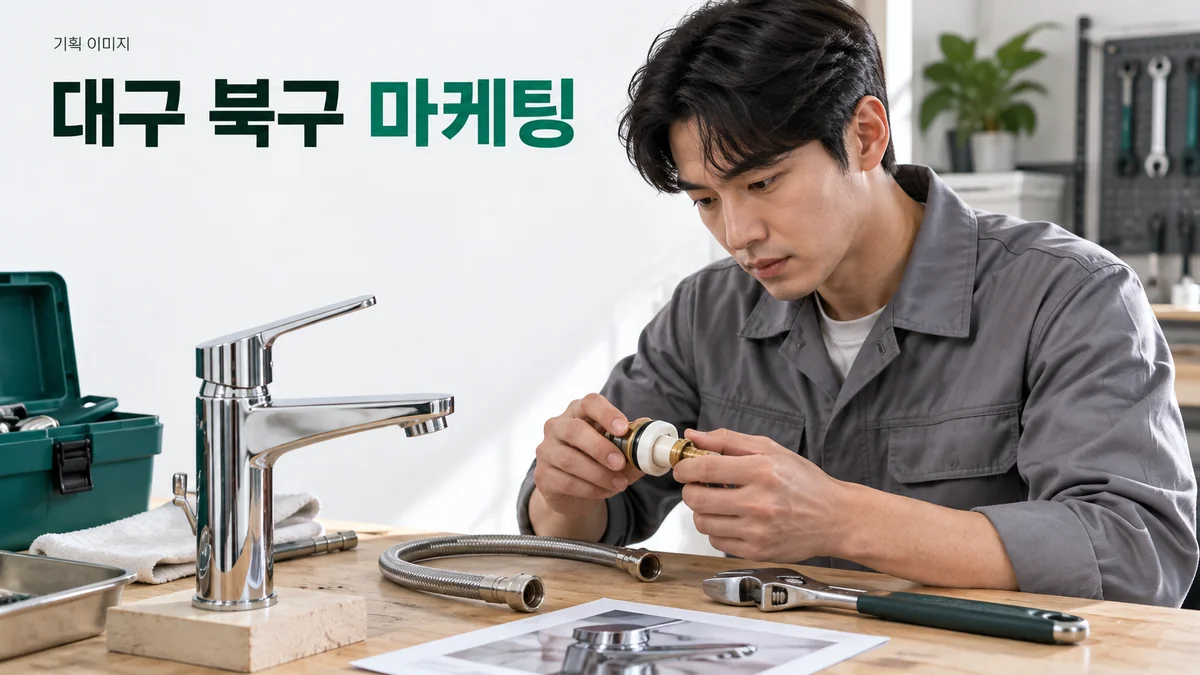 설비 서비스의 작업 범위를 설명할 부품과 안내 사진을 준비하는 기획 이미지
