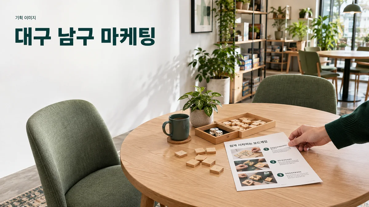 보드게임 공간에서 이용 방법을 안내할 설명 자료와 게임 도구를 정리하는 기획 이미지
