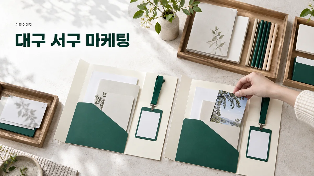 서포터즈 활동 안내를 준비하며 빈 명찰과 기록 도구를 정리하는 기획 이미지