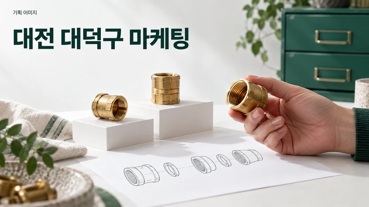 부품 매장에서 제품 규격을 설명할 실물과 안내 그림을 정리하는 기획 이미지