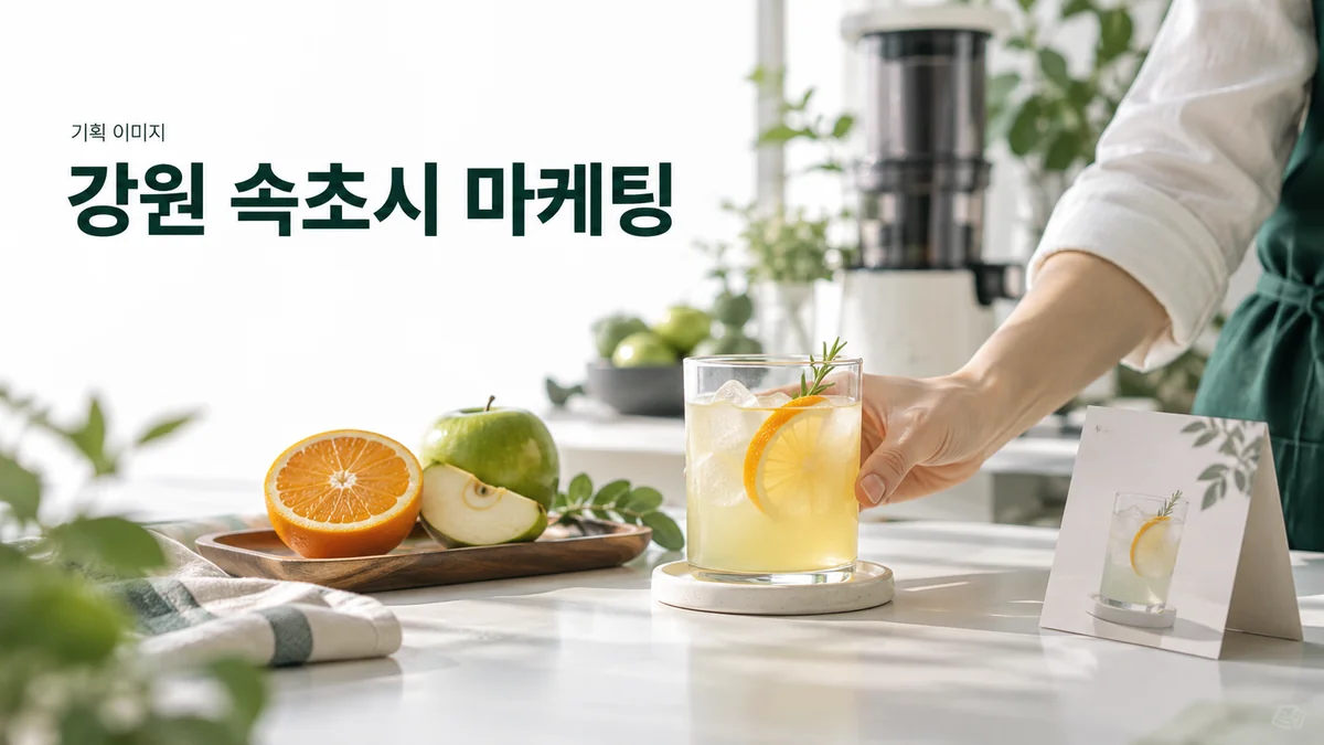 주스 매장에서 메뉴 사진에 사용할 잔과 재료를 정리하는 기획 이미지