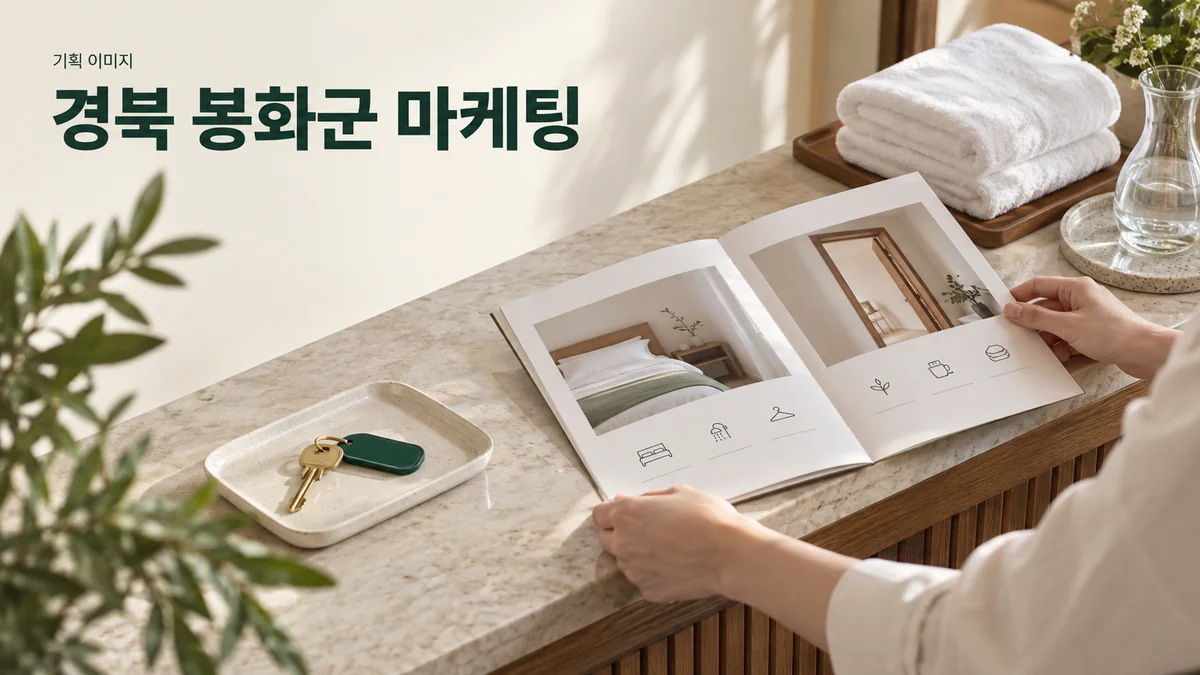 숙소의 이용 안내를 위해 열쇠와 객실 안내 자료를 정리하는 기획 이미지