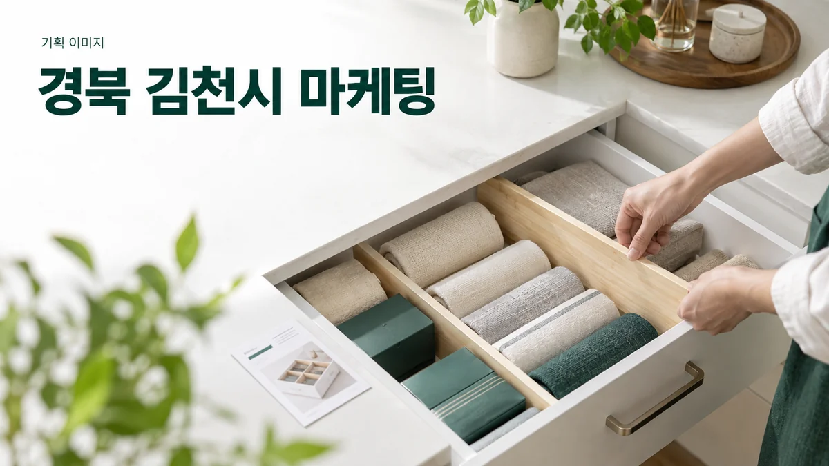 수납용품 매장에서 서랍 정리 도구의 사용 예시를 준비하는 기획 이미지