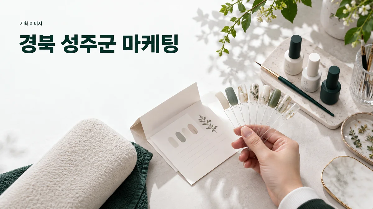 네일 공간에서 디자인 견본과 상담 안내를 준비하는 기획 이미지