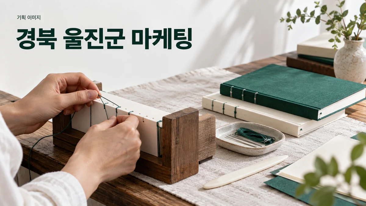 제본 공방의 수업 과정을 소개할 책과 작업 도구를 준비하는 기획 이미지