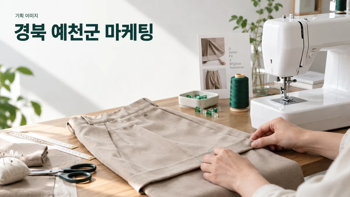 의류 수선 서비스의 작업 과정을 소개할 재봉 준비 장면을 담은 기획 이미지