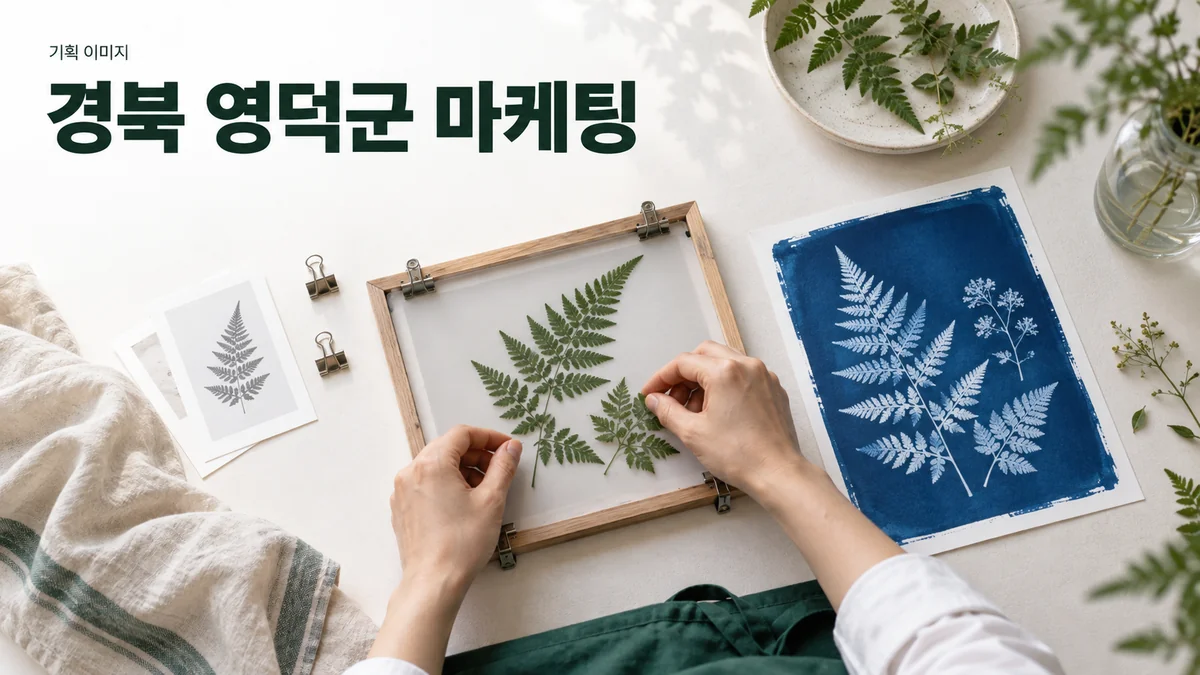 식물 사진 인화 체험의 재료와 제작 과정을 소개하는 기획 이미지