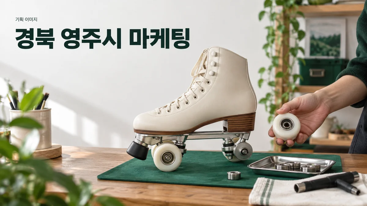 롤러스케이트 정비 서비스의 부품과 작업 범위를 설명하는 기획 이미지