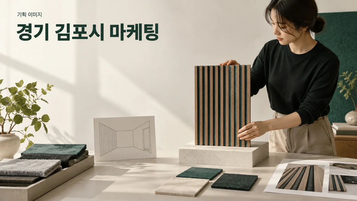 음향 공간 서비스의 소재와 작업 범위를 소개할 사진을 준비하는 기획 이미지