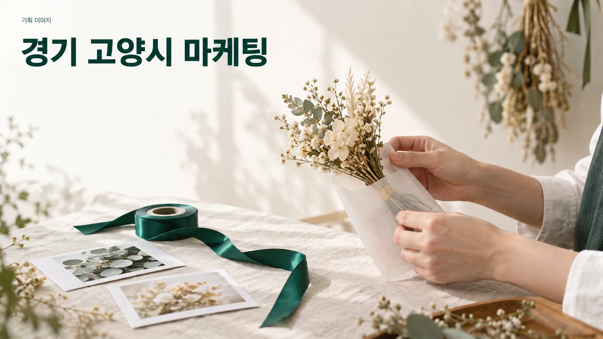 꽃 공방의 보존화 포장 과정과 제품 안내를 소개하는 기획 이미지