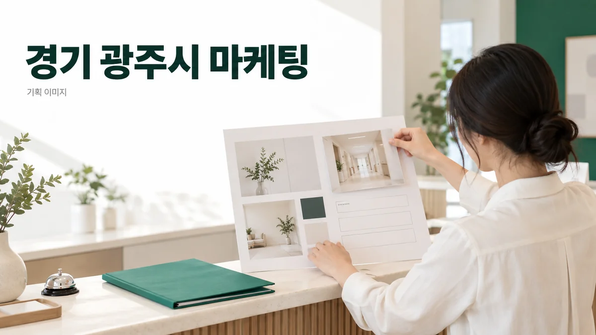 의료기관 홈페이지에 필요한 방문 동선과 예약 안내 사진을 검토하는 기획 이미지