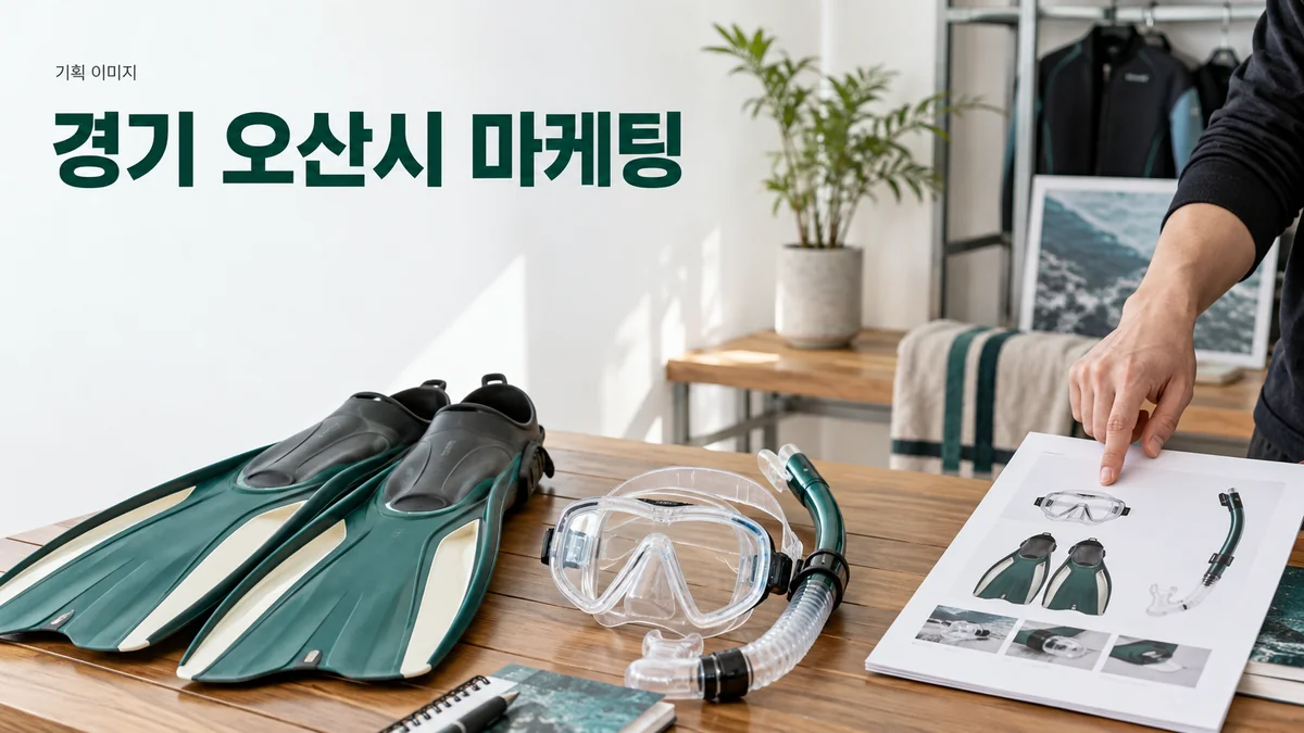 수중 스포츠 교육의 준비 장비와 문의 전 안내를 정리하는 기획 이미지