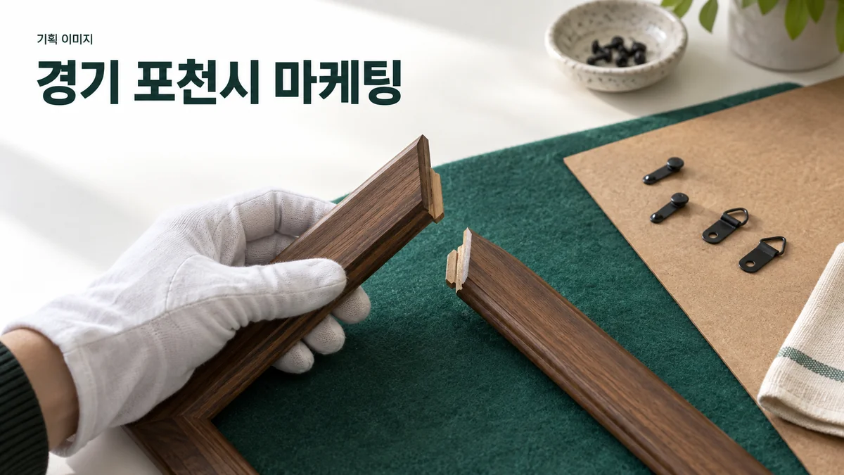 액자 수리 서비스의 부품과 상담 전 확인 자료를 소개하는 기획 이미지