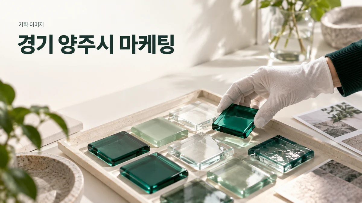 유리 공방의 소재 샘플과 체험 준비 안내를 소개하는 기획 이미지