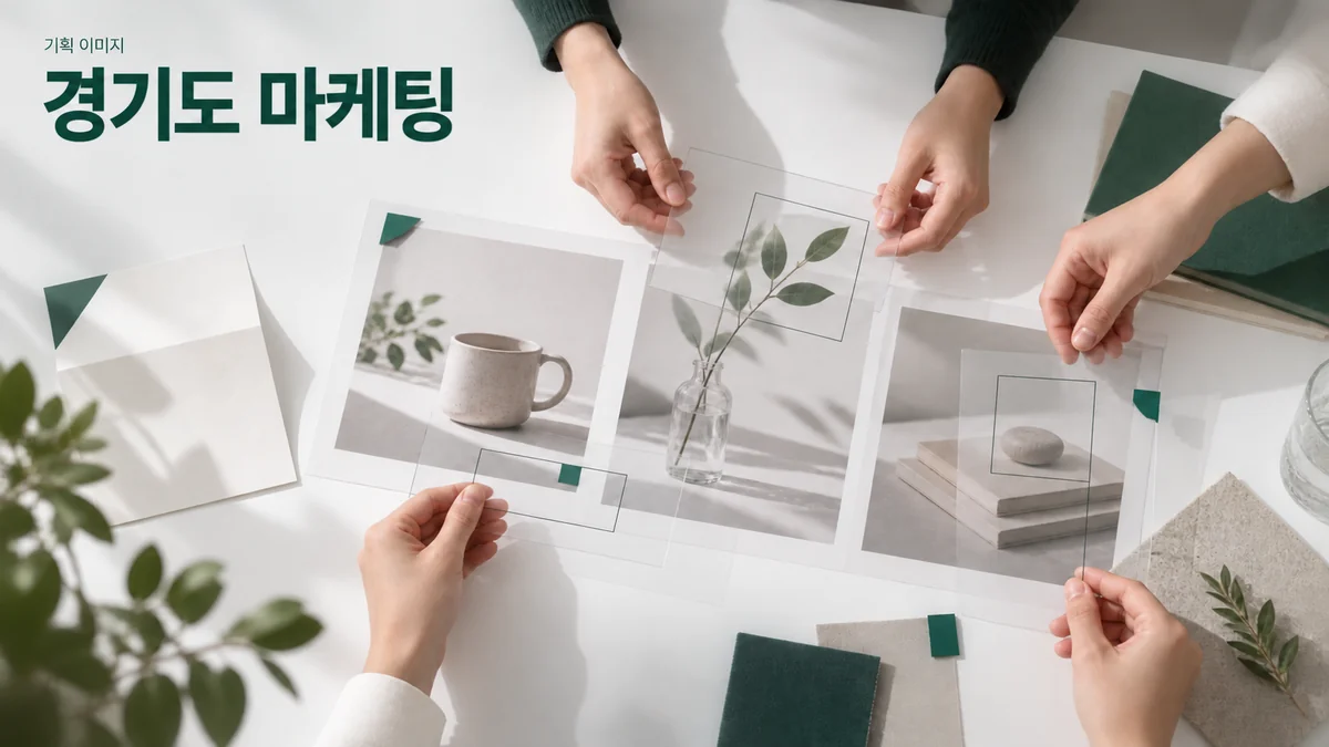 광고 소재와 홈페이지 화면의 정보 순서를 함께 검토하는 기획 이미지