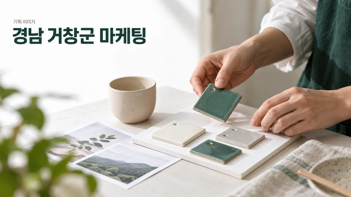 도자 공방의 유약 샘플과 체험 전 안내 자료를 소개하는 기획 이미지