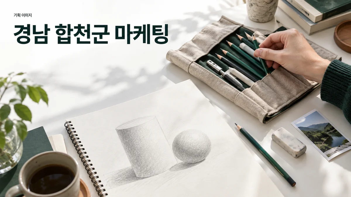 미술 공방의 색연필 재료와 체험 준비 안내를 소개하는 기획 이미지
