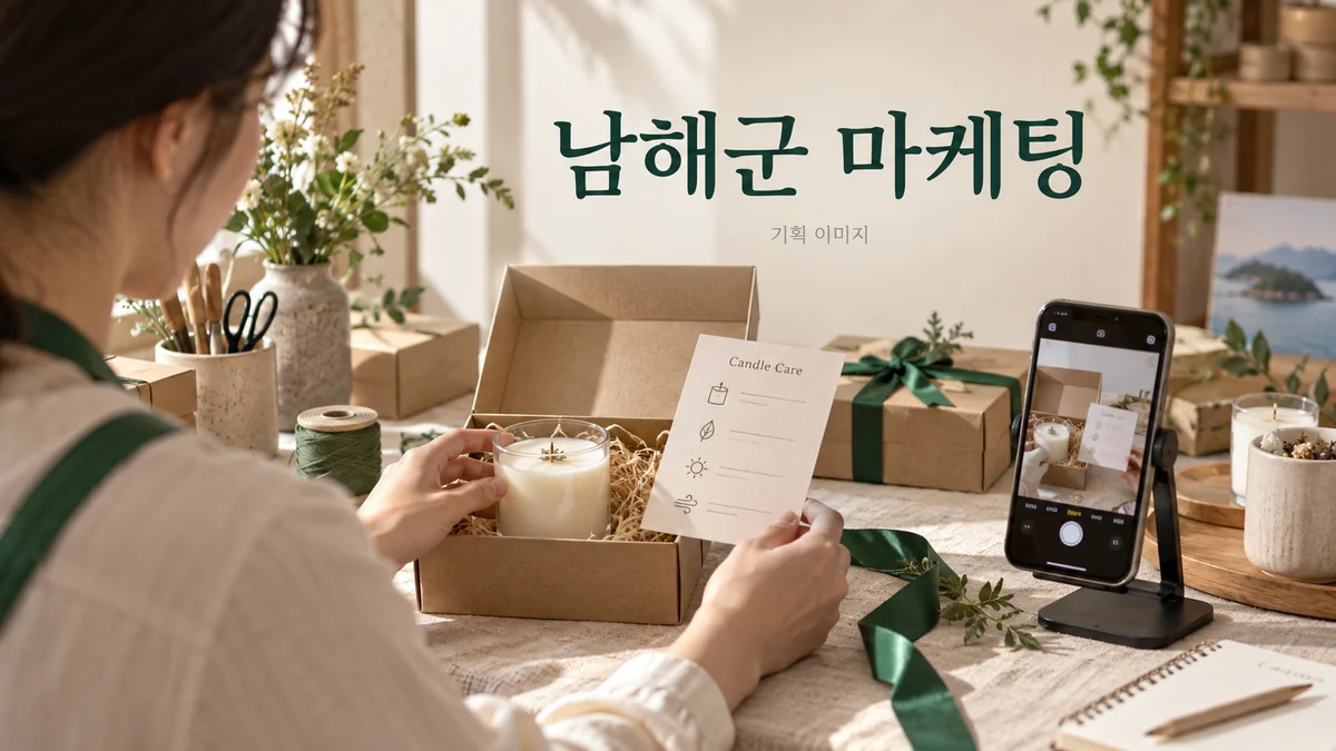 상품 체험에 필요한 구성과 소개 사진을 준비하는 남해군 마케팅 기획 이미지
