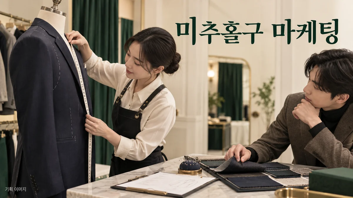의류 수선의 요청 사항과 소재 정보를 확인하는 미추홀구 마케팅 기획 장면