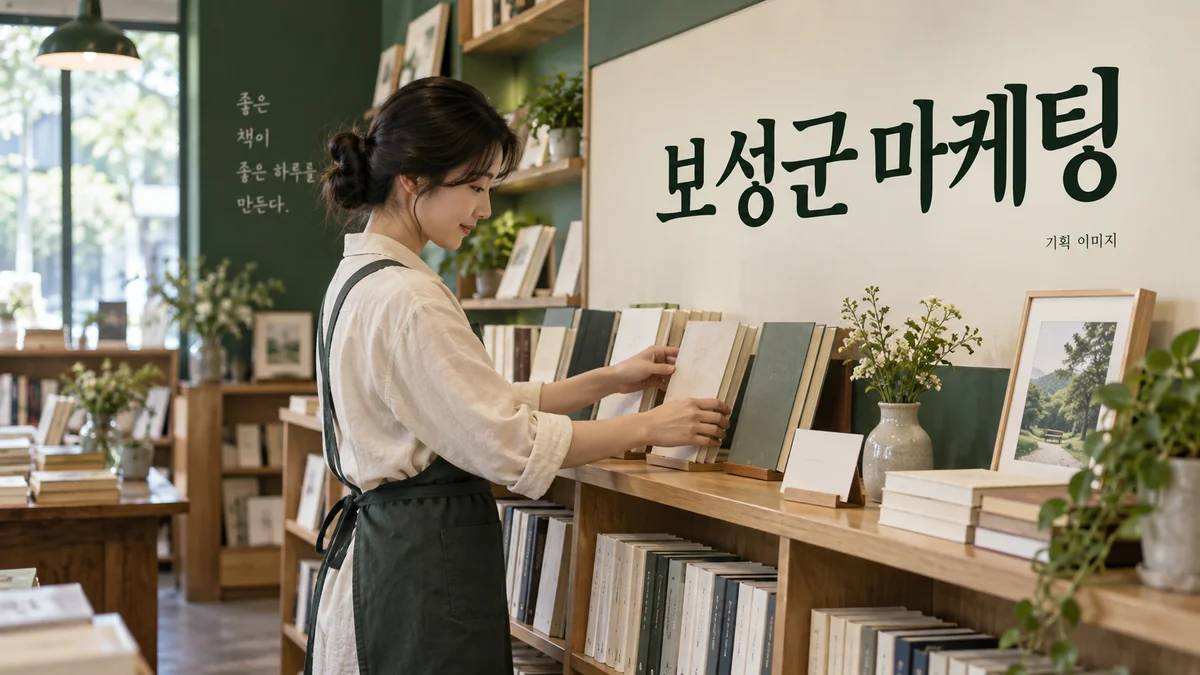독서 프로그램의 구성과 예약 안내를 준비하는 보성군 마케팅 기획 장면