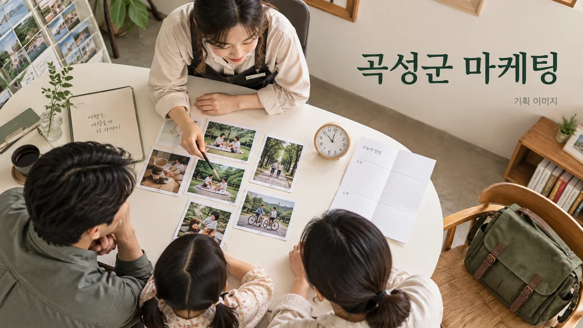 체험 일정과 예약 전에 필요한 정보를 정리하는 곡성군 마케팅 기획 장면