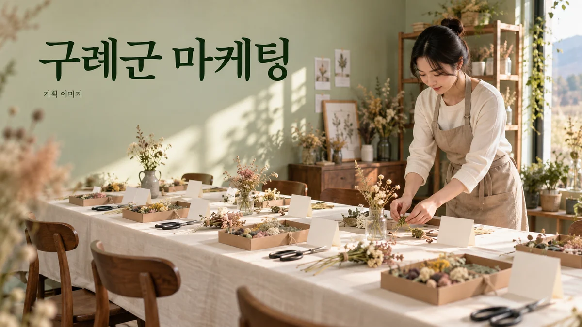 체험 수업의 준비물과 참여 조건을 정리하는 구례군 마케팅 기획 장면