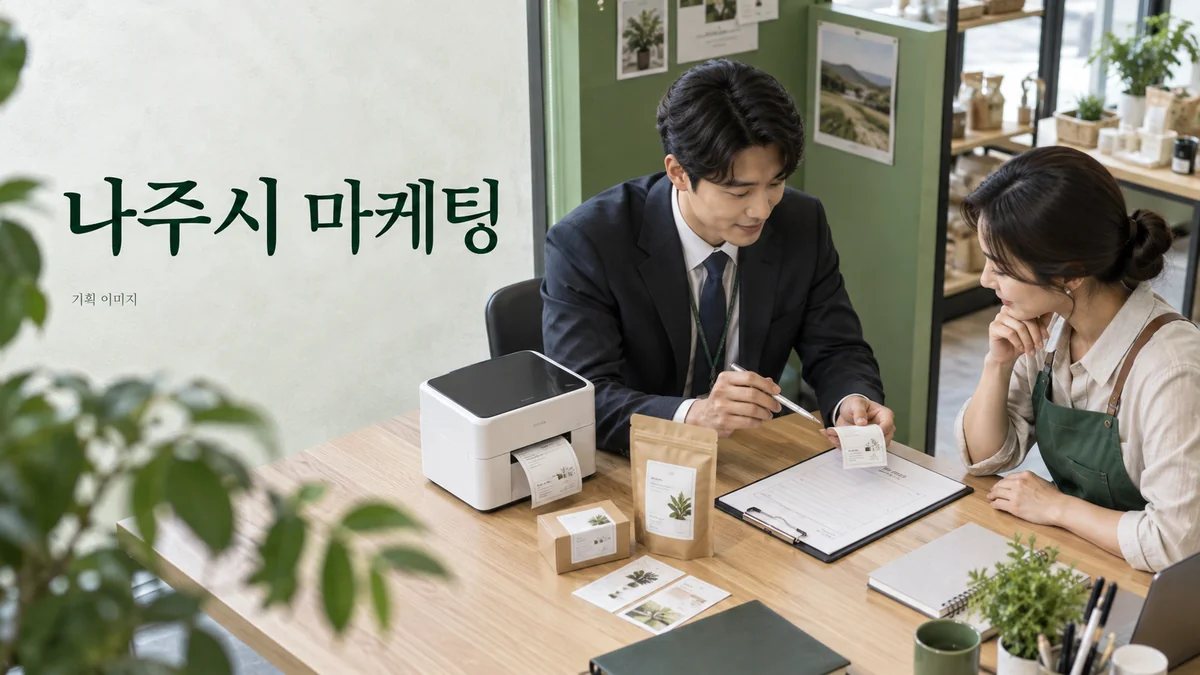 매장용 장비의 사용 목적과 설치 조건을 확인하는 나주시 마케팅 기획 장면