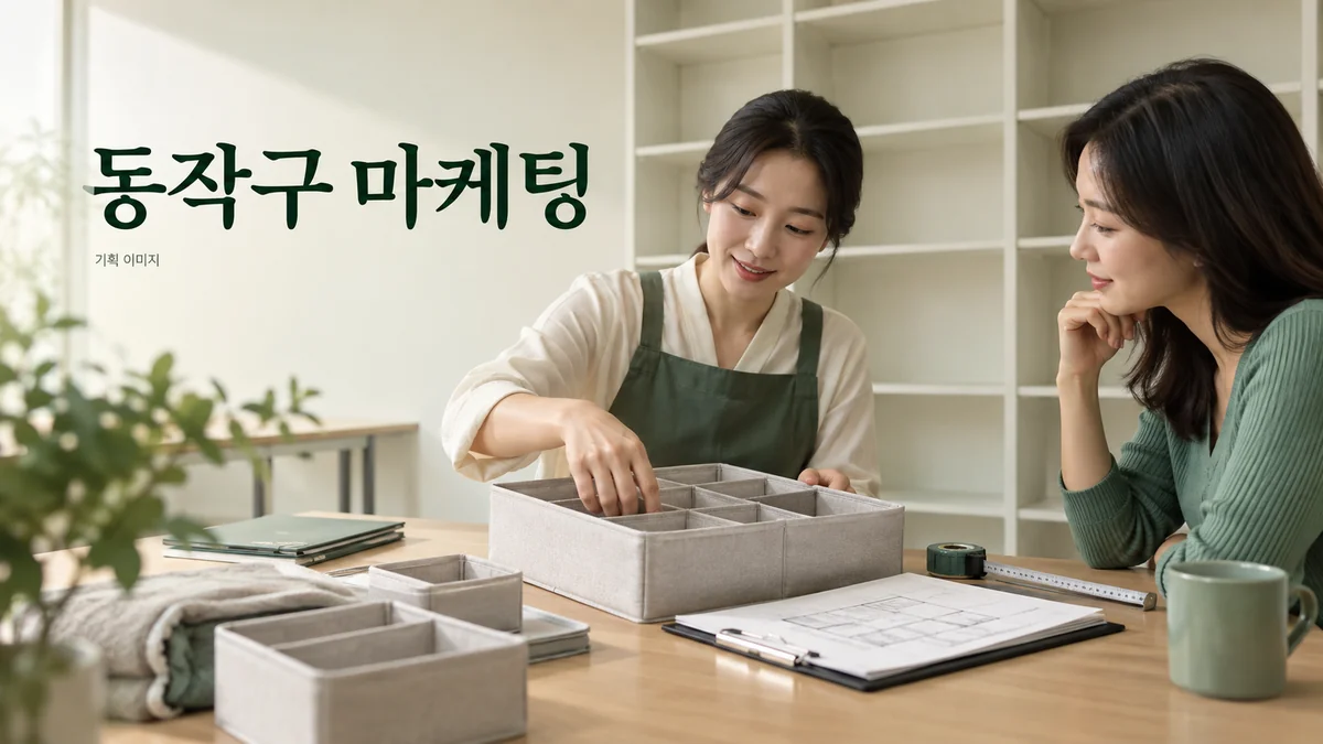 공간 정리 서비스의 요청 범위와 방문 자료를 확인하는 동작구 마케팅 기획 장면