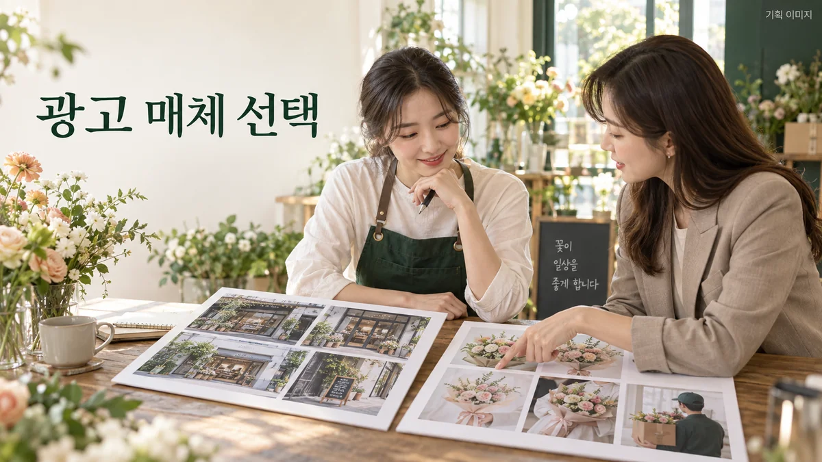 방문과 상품 주문 목적에 따라 매체 자료를 비교하는 기획 장면