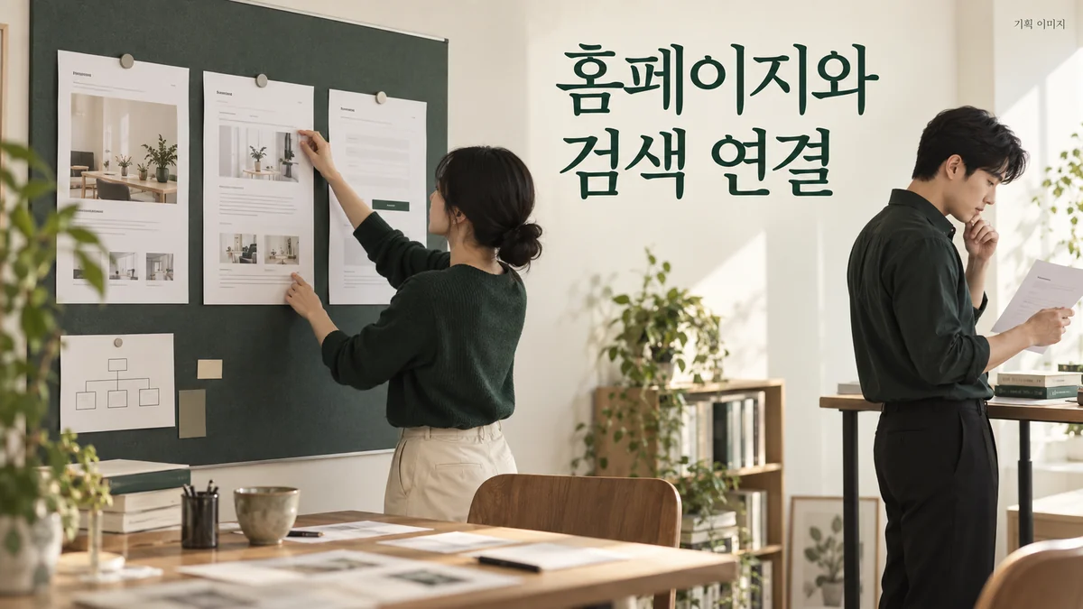 서비스 설명에서 문의까지 이어지는 홈페이지 문서 구성을 점검하는 기획 장면