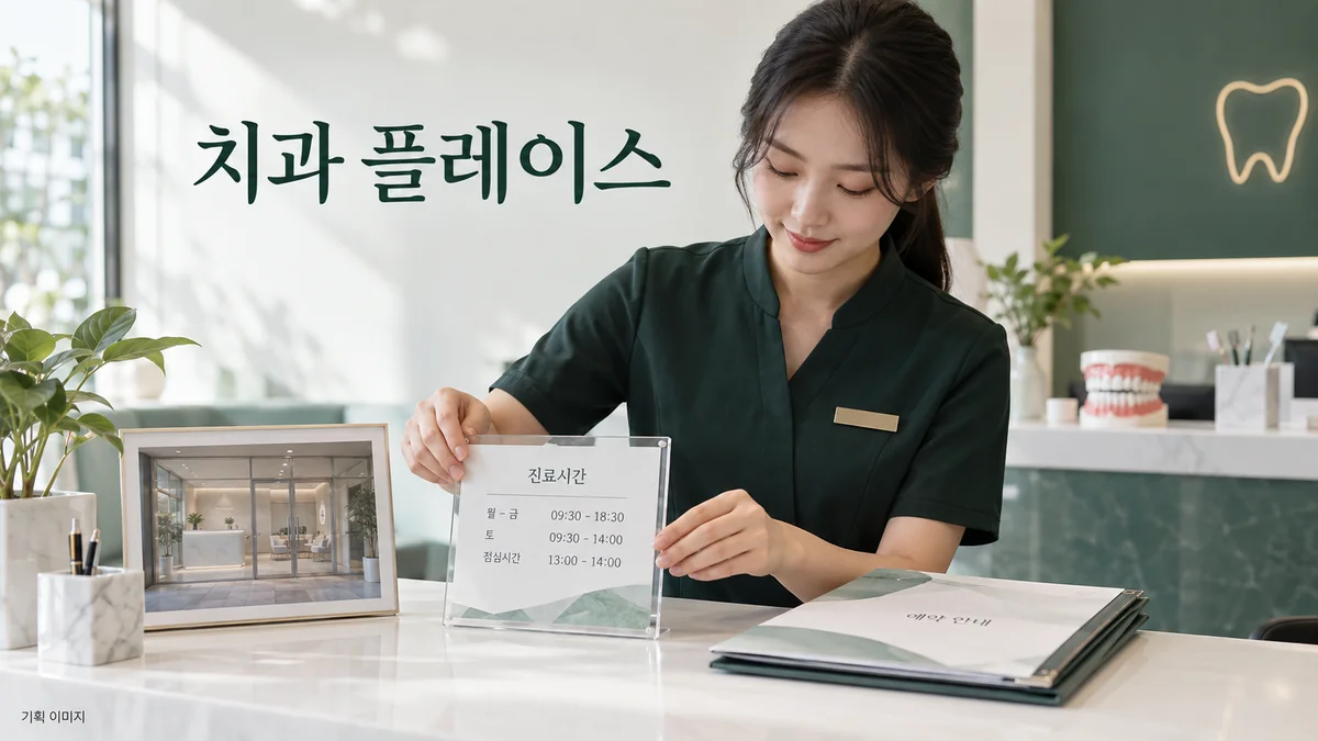 치과의 방문 정보와 예약 안내를 정리하는 플레이스 운영 기획 장면