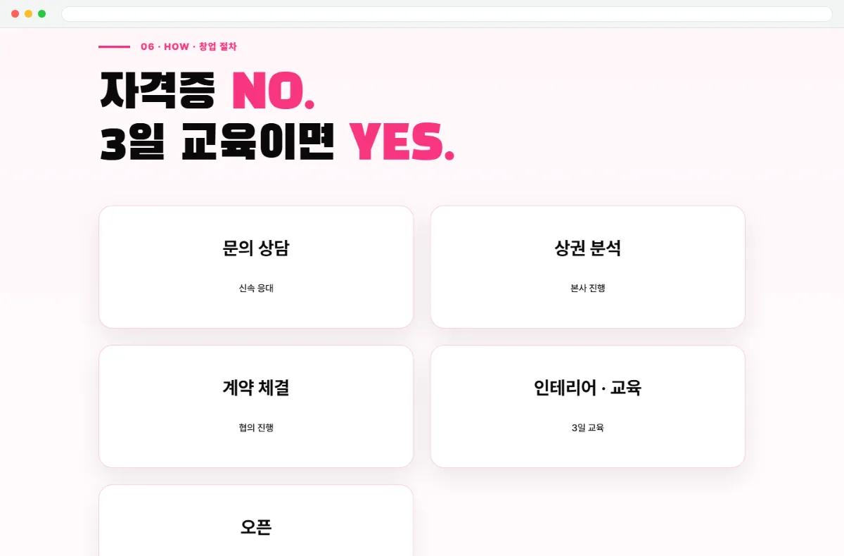 메이크케이 MAKE:K 홈페이지 창업 절차 화면